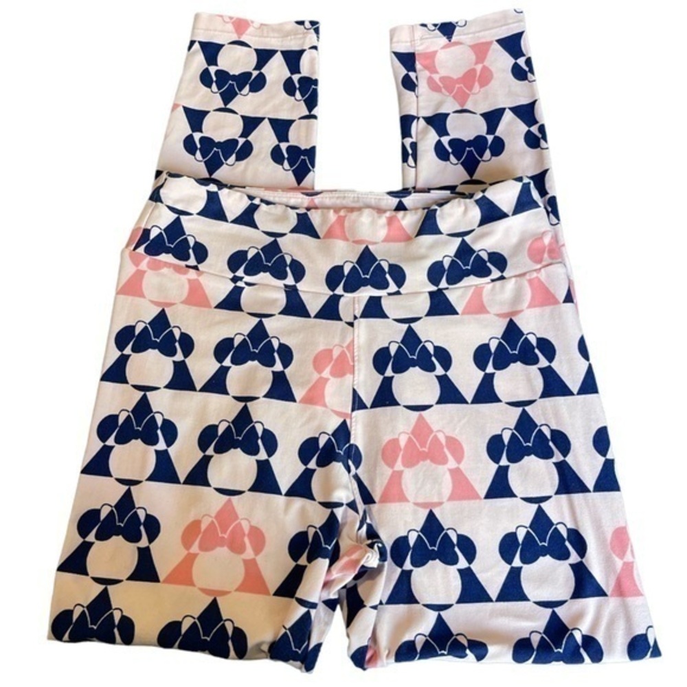 Lularoe Disney Minnie Mouse Pink Blue Leggings One Size EUC #6628